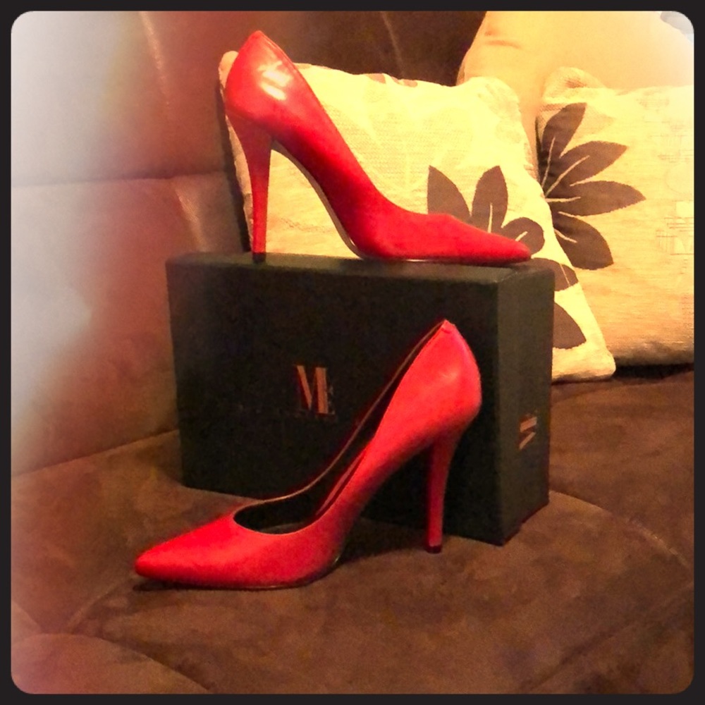 Hot Red leather heels-Mint Condition